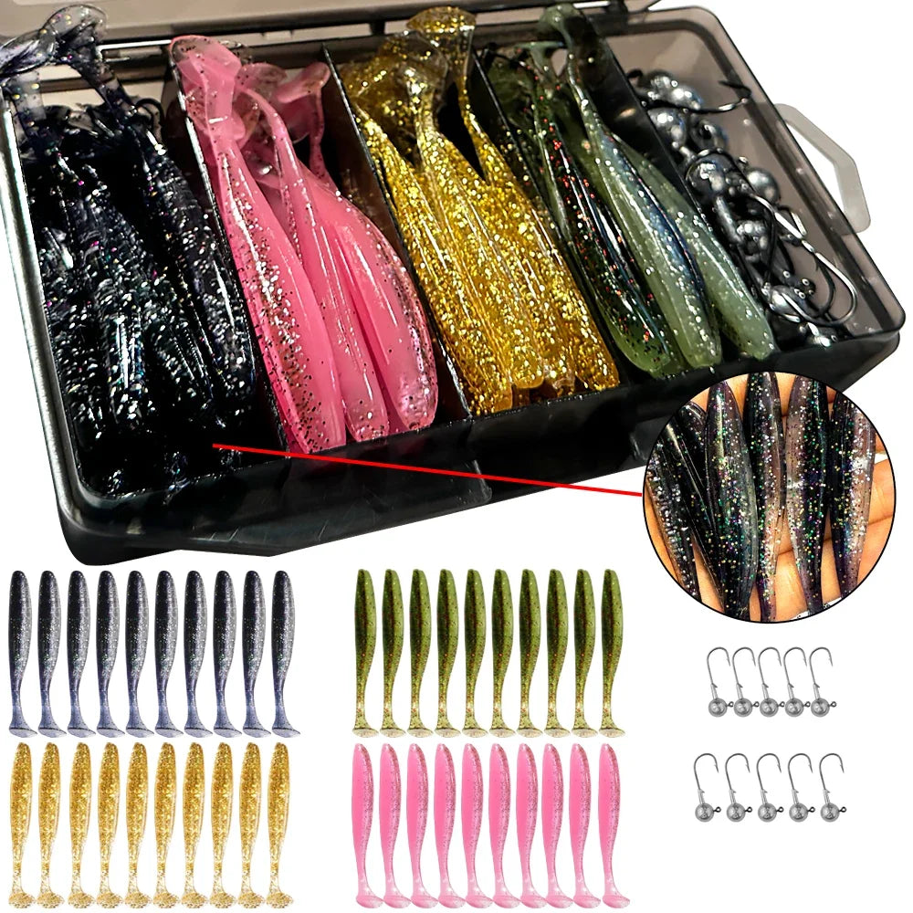Metal Jig Bait 50pcs — 5.5/7/10cm Soft Lure Jigging Head Box Set