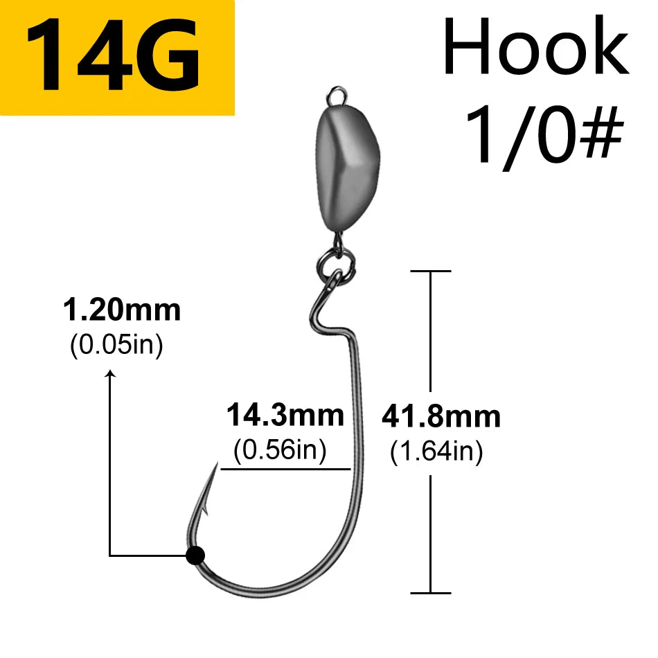 Bullet Jig Head 5pcs — 5/7/10g with Swivel Sinker for Soft Lures