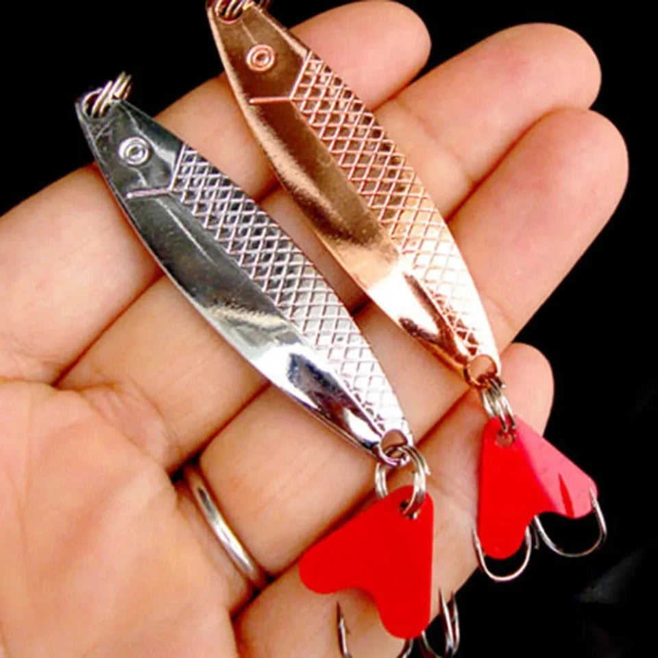 Metal Spinner Spoon Lure 6cm 10g — Sequin Hard Bait with Treble Hook (2pcs)