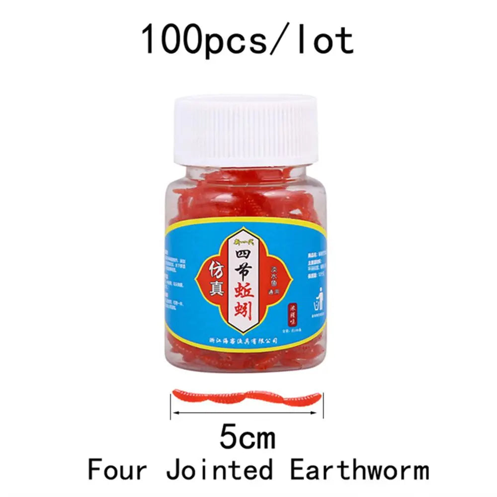 Bloodworm Soft Lure 100pcs — Rubber Earthworm Bait for Bass & Bream