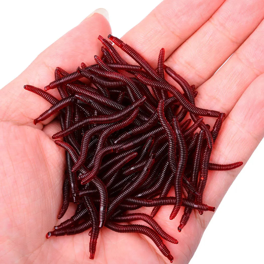 Red Bloodworm Soft Lure 20–100pcs — Bass & Bream Rubber Bait