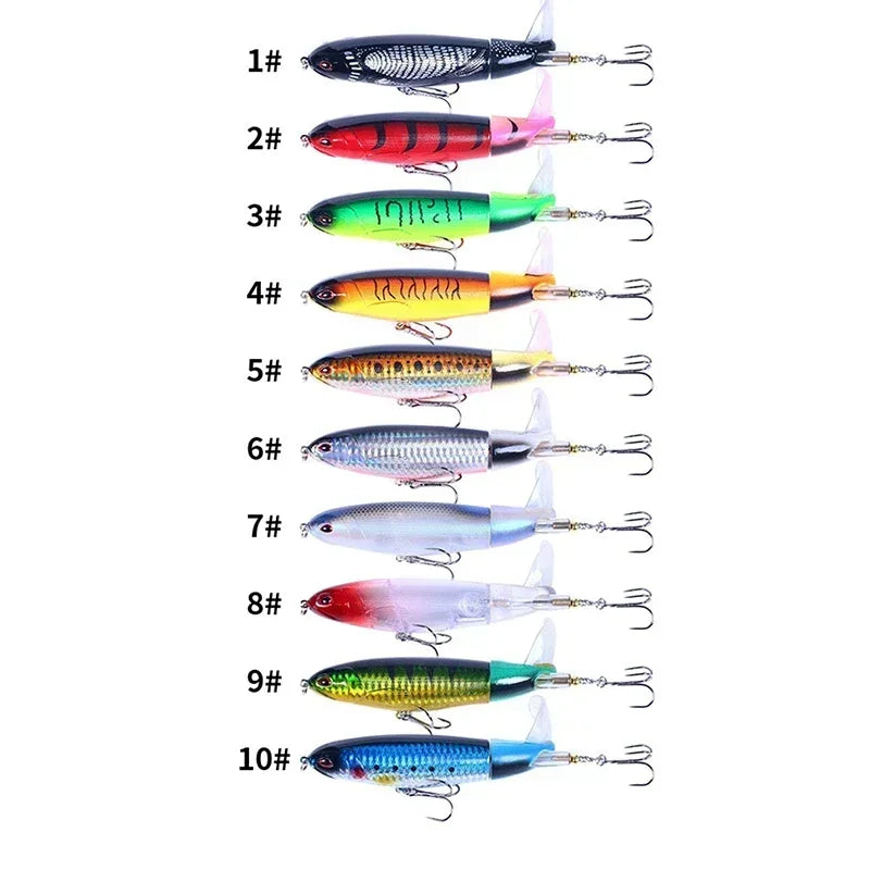 Topwater Popper Lure Set 11cm 14g — Rotating Wobbler Hard Bait 5 or 10pcs