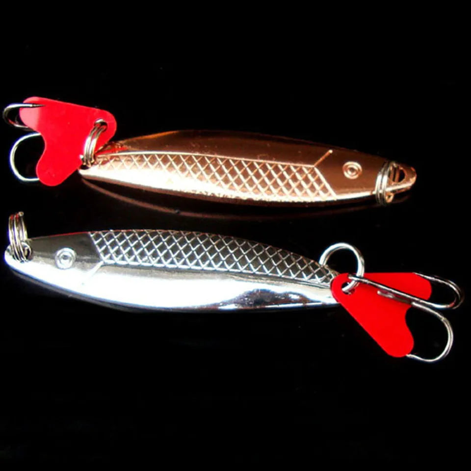 Metal Spinner Spoon Lure 6cm 10g — Sequin Hard Bait with Treble Hook (2pcs)