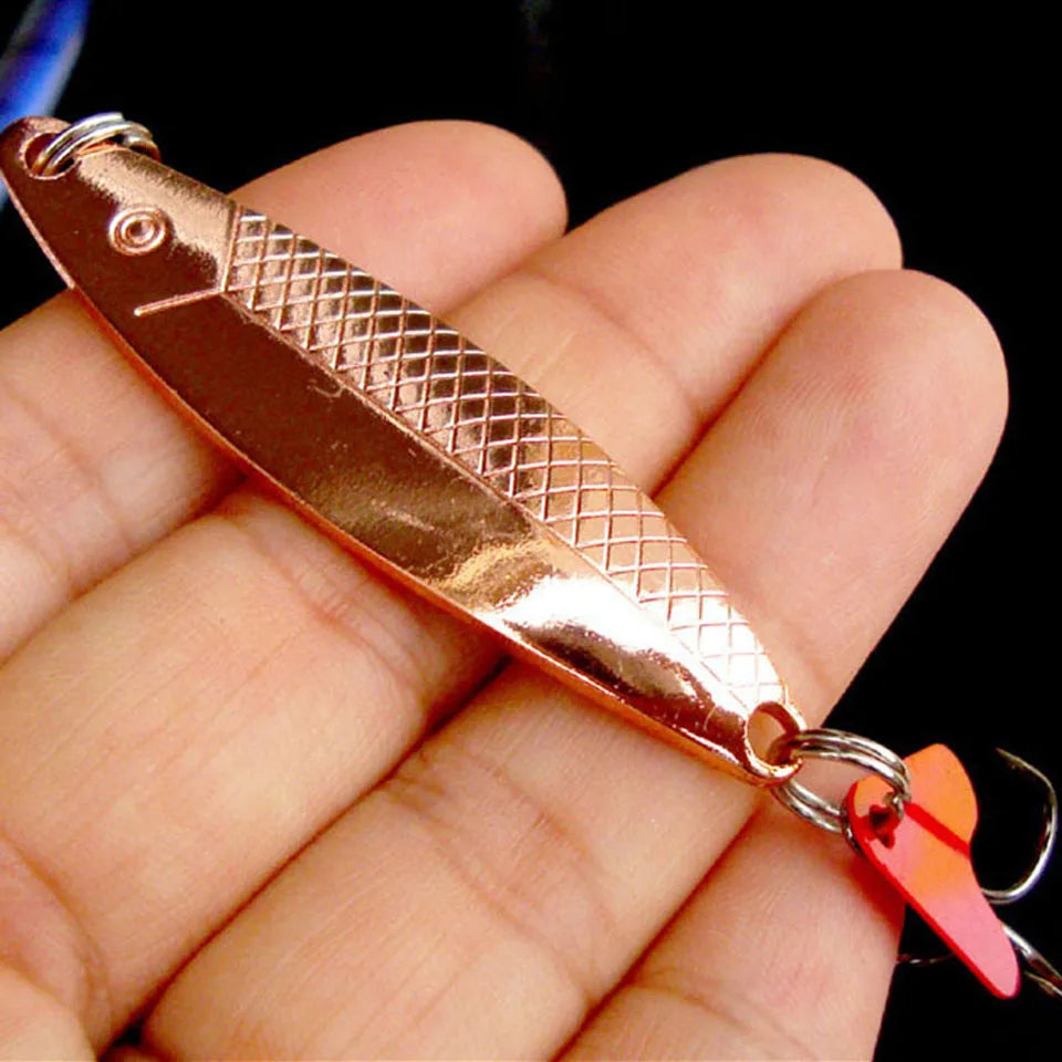 Metal Spinner Spoon Lure 6cm 10g — Sequin Hard Bait with Treble Hook (2pcs)
