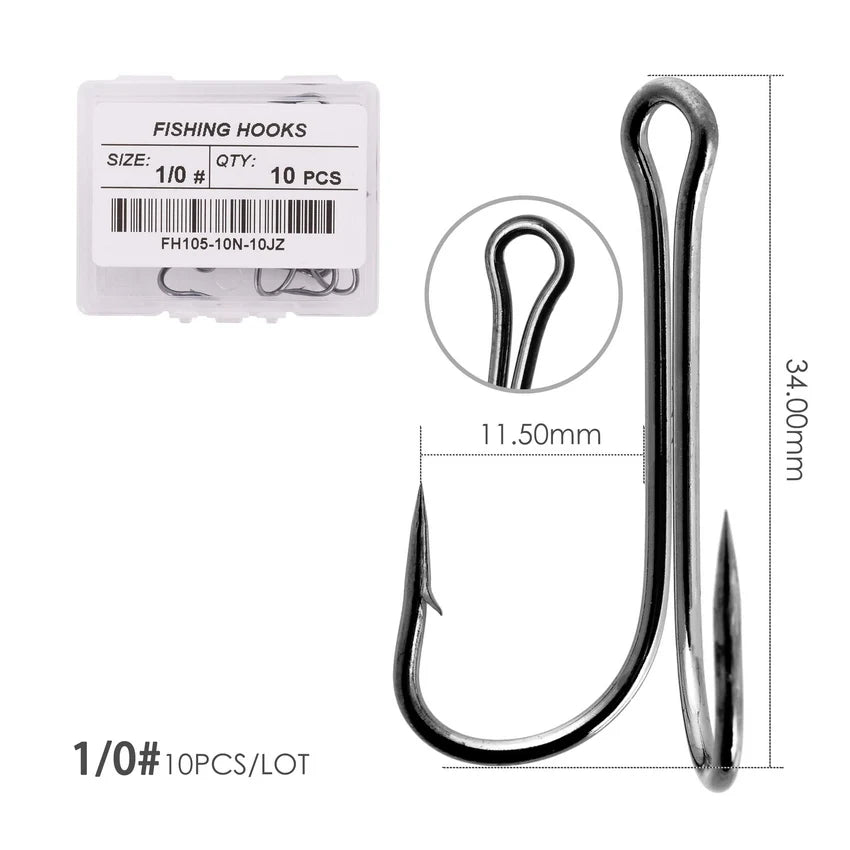 Weedless Double Frog Hook 10pcs — Bass & Pike Soft Lure Hook