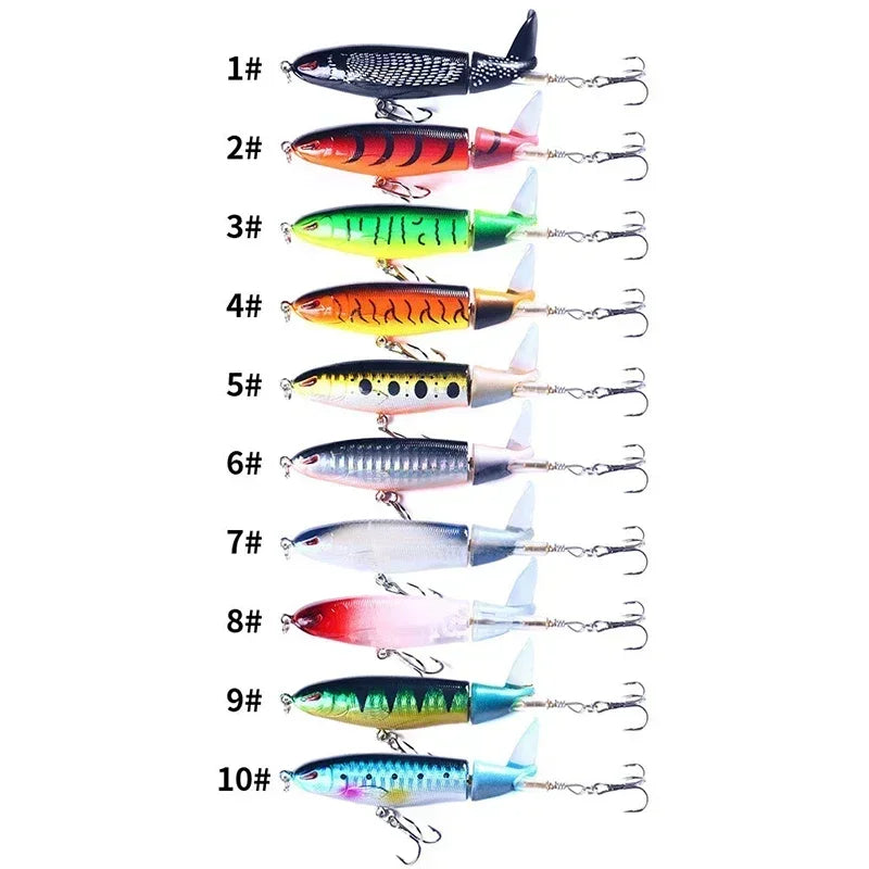 Topwater Popper Lure Set 11cm 14g — Rotating Wobbler Hard Bait 5 or 10pcs