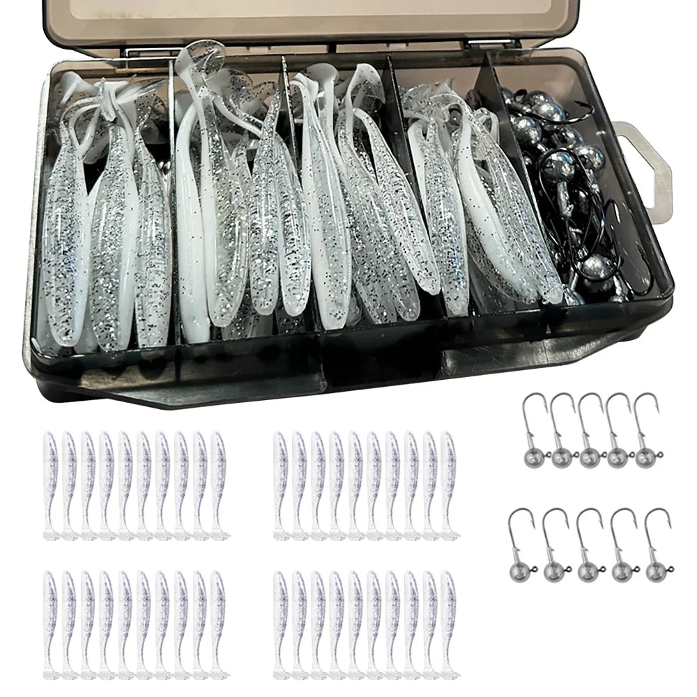 Metal Jig Bait 50pcs — 5.5/7/10cm Soft Lure Jigging Head Box Set