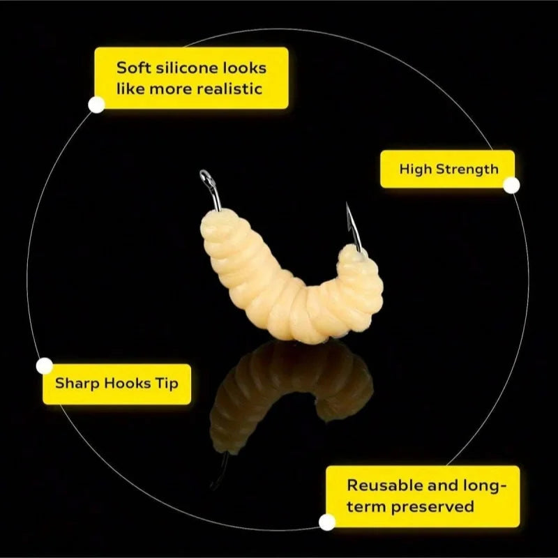 Rubber Maggot Bait Set — Versatile Soft Lures for Bass, Trout & Crappie