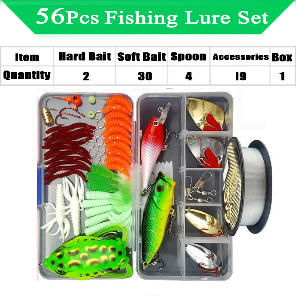 320-Piece Fishing Lure Kit — Hard & Soft Baits, Jigs, Spoons & Tackle Box