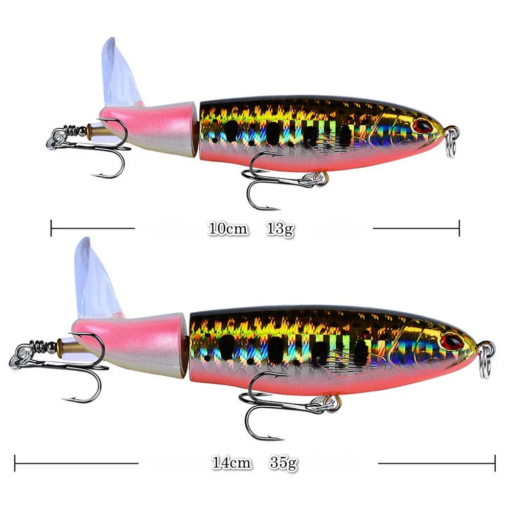 Topwater Pencil Popper Lure 10–14cm — Rotating Tail Hard Bait