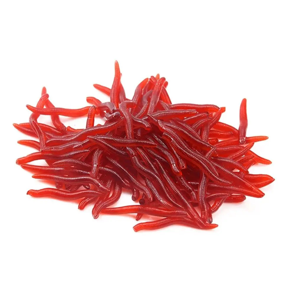 Bloodworm Soft Lure 100pcs — Rubber Earthworm Bait for Bass & Bream