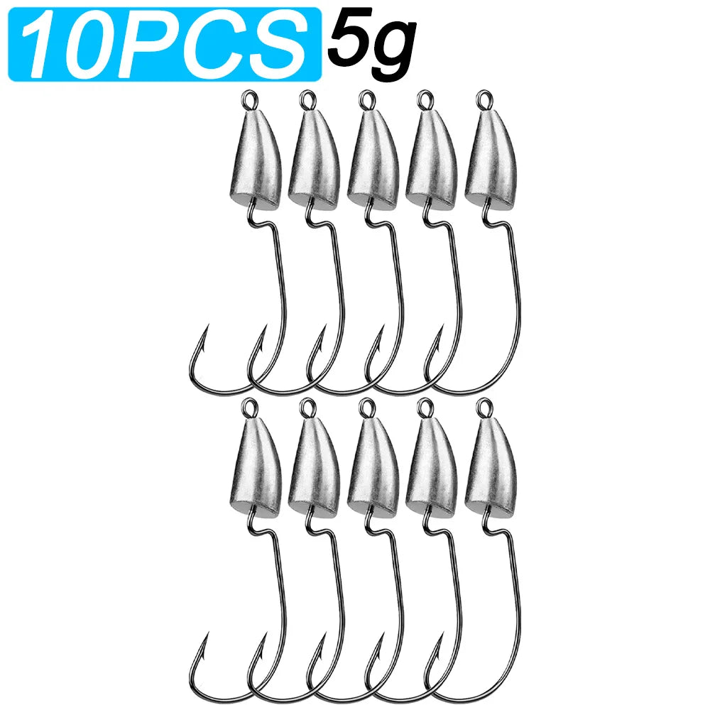 Metal Jig Head 10pcs — 3.5/5/7/10/20g for Soft Lure Texas Rig