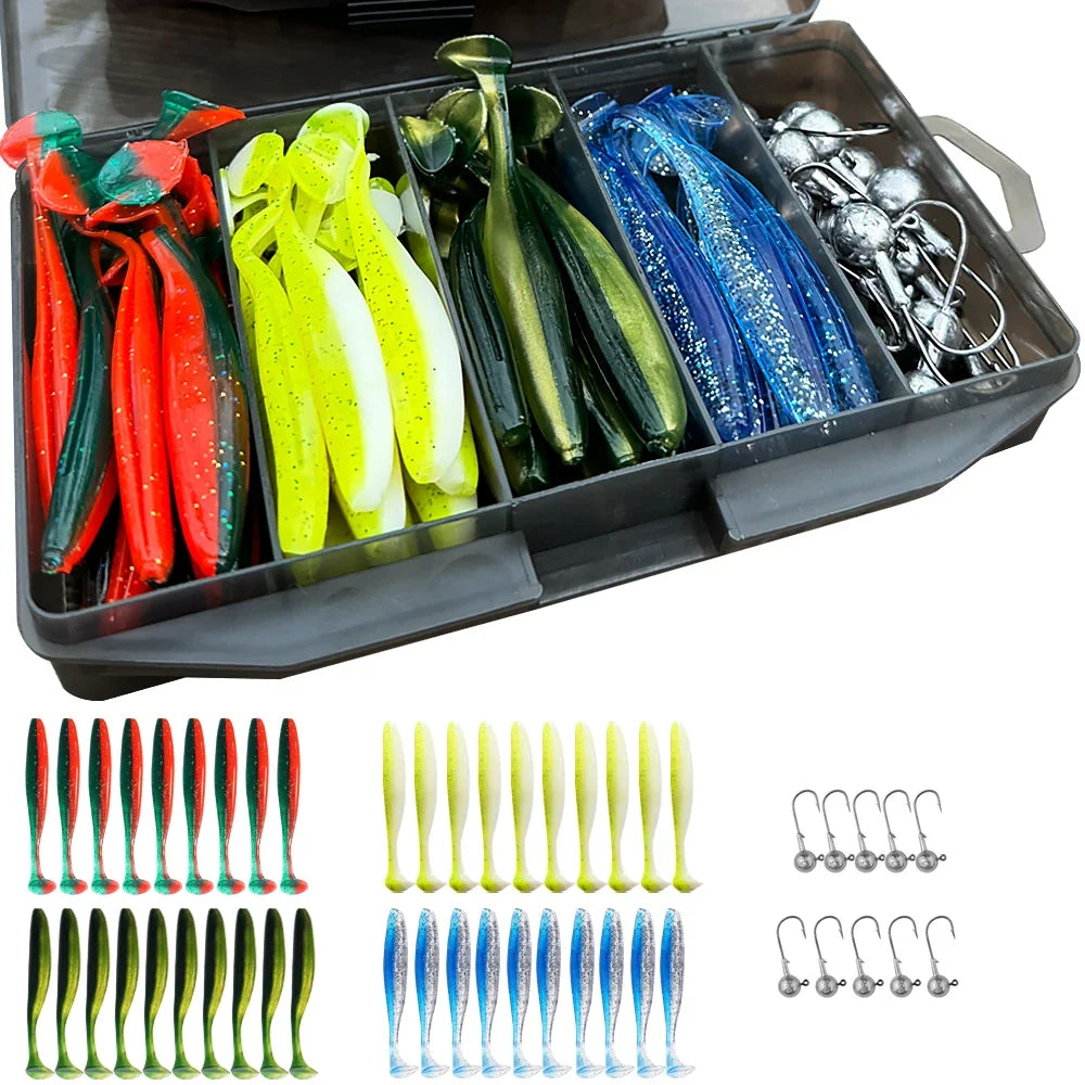 Metal Jig Bait 50pcs — 5.5/7/10cm Soft Lure Jigging Head Box Set