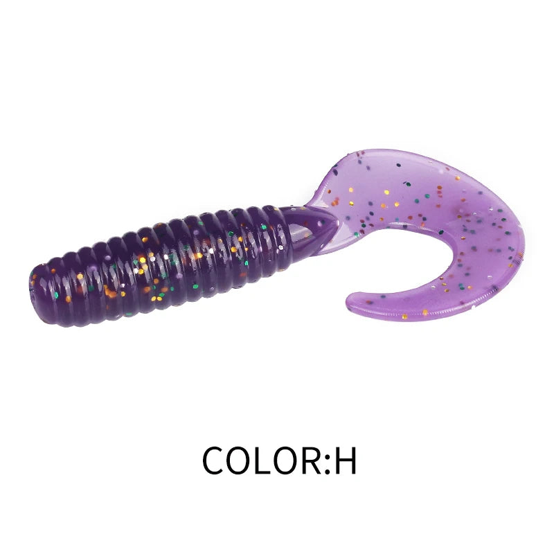 Angry Spin Silicone Worm — 25/35/45mm Grub Lure for Bass & Perch