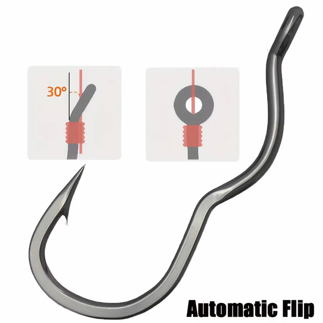 Auto Flip Fishing Hook 50pcs — High Carbon Steel Sharp Barbed Hooks