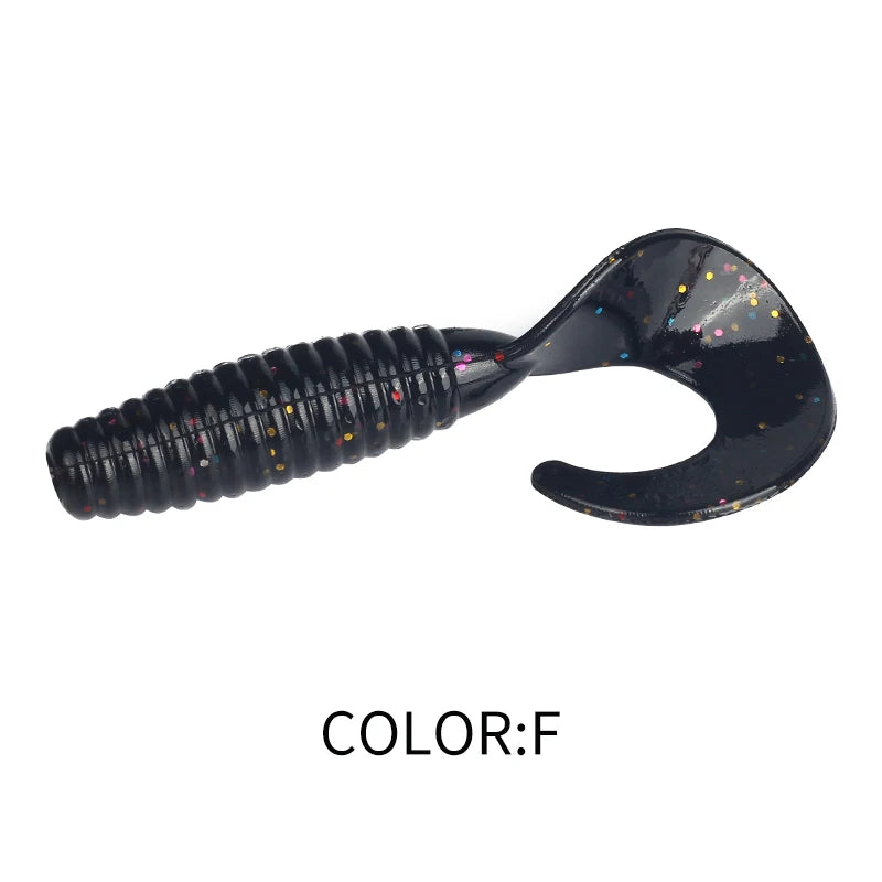 Angry Spin Silicone Worm — 25/35/45mm Grub Lure for Bass & Perch