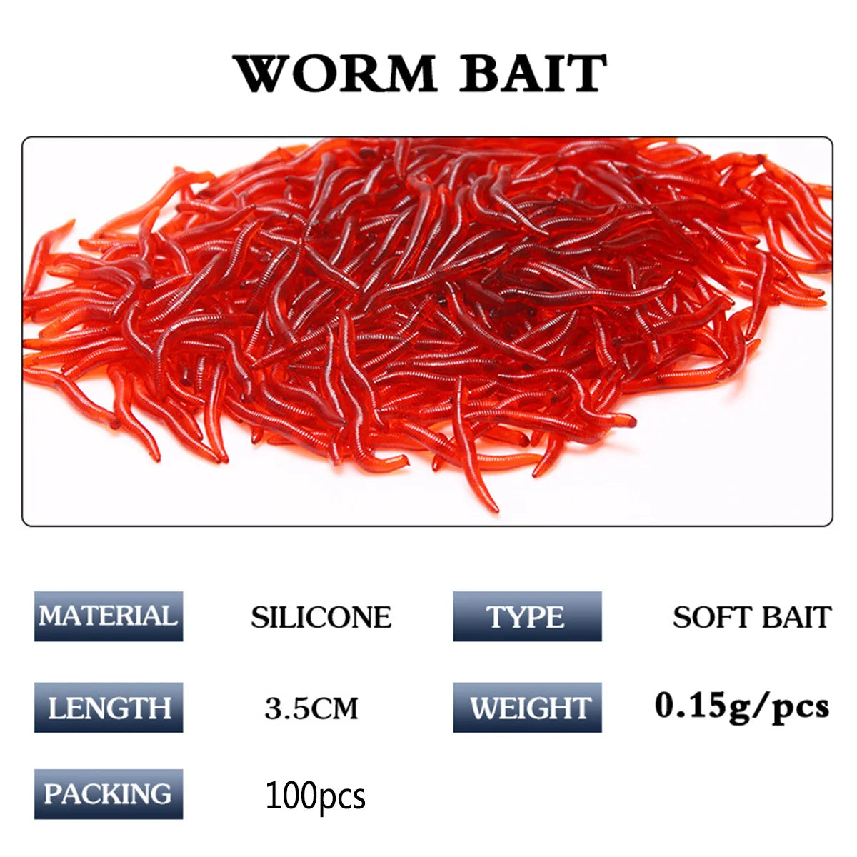Red Bloodworm Soft Lure 20–100pcs — Bass & Bream Rubber Bait