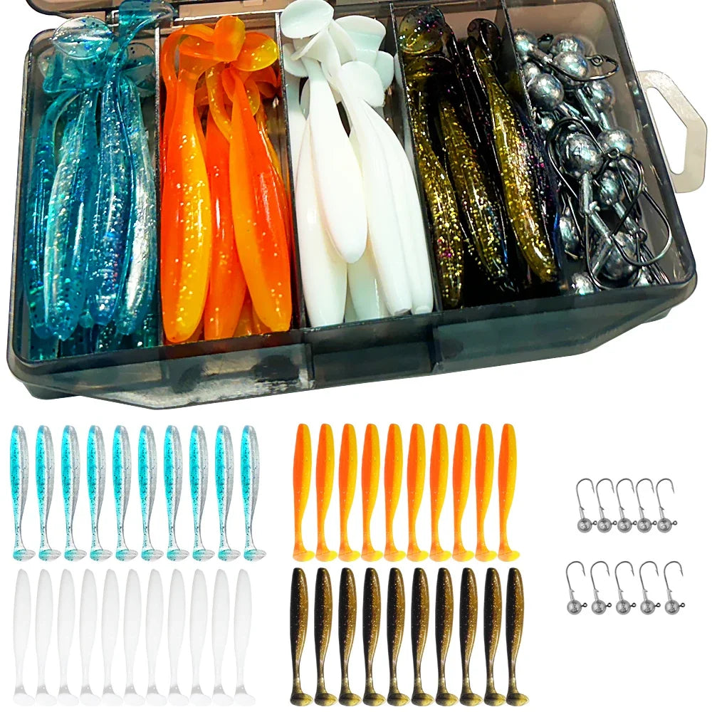 Metal Jig Bait 50pcs — 5.5/7/10cm Soft Lure Jigging Head Box Set