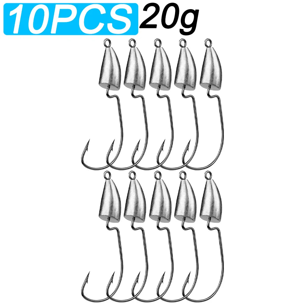 Metal Jig Head 10pcs — 3.5/5/7/10/20g for Soft Lure Texas Rig