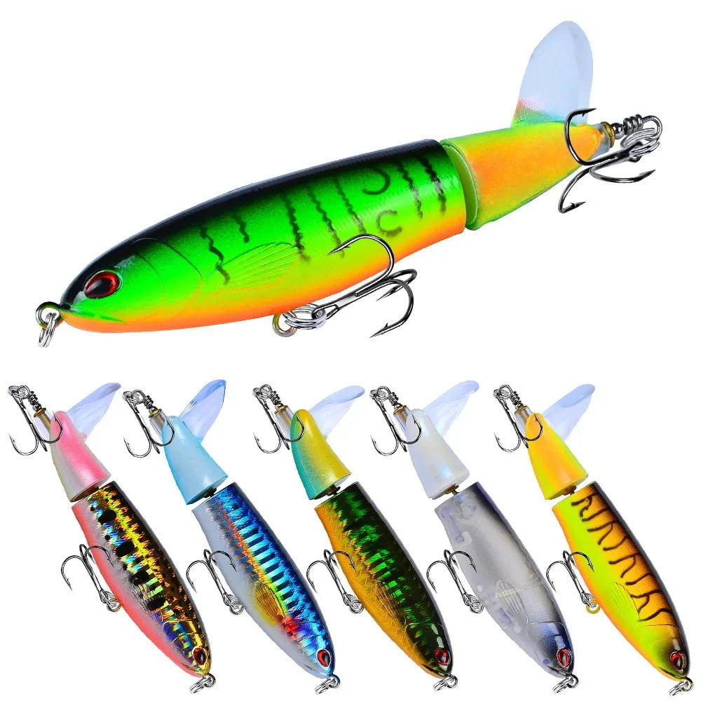 Topwater Pencil Popper Lure 10–14cm — Rotating Tail Hard Bait