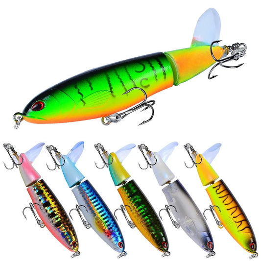 Topwater Pencil Popper Lure 10–14cm — Rotating Tail Hard Bait