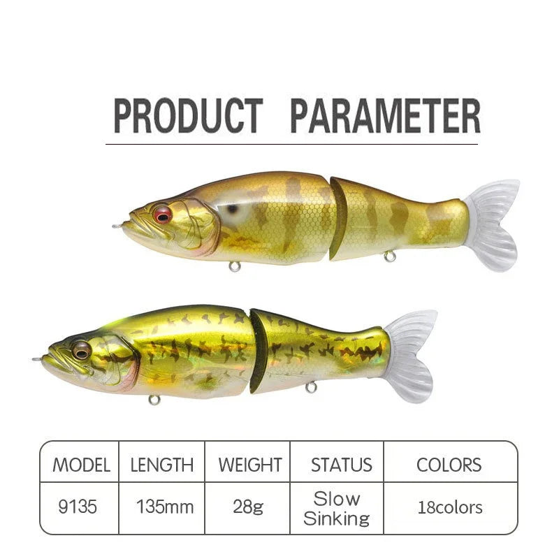 135mm Multi-Joint Slow-Sinking Swimbait — Bass & Pike Fishing Lure