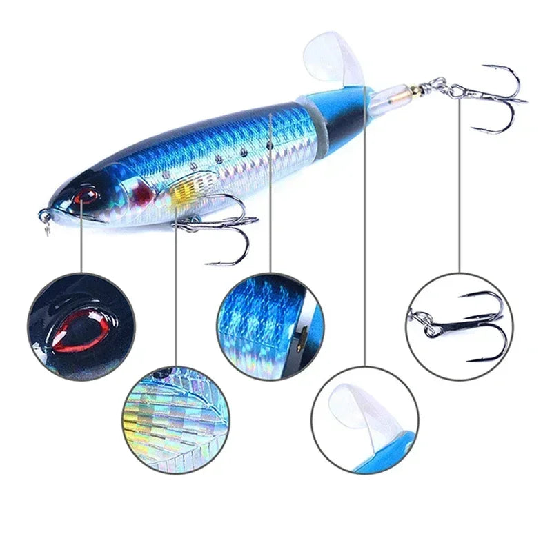 Topwater Popper Lure Set 11cm 14g — Rotating Wobbler Hard Bait 5 or 10pcs