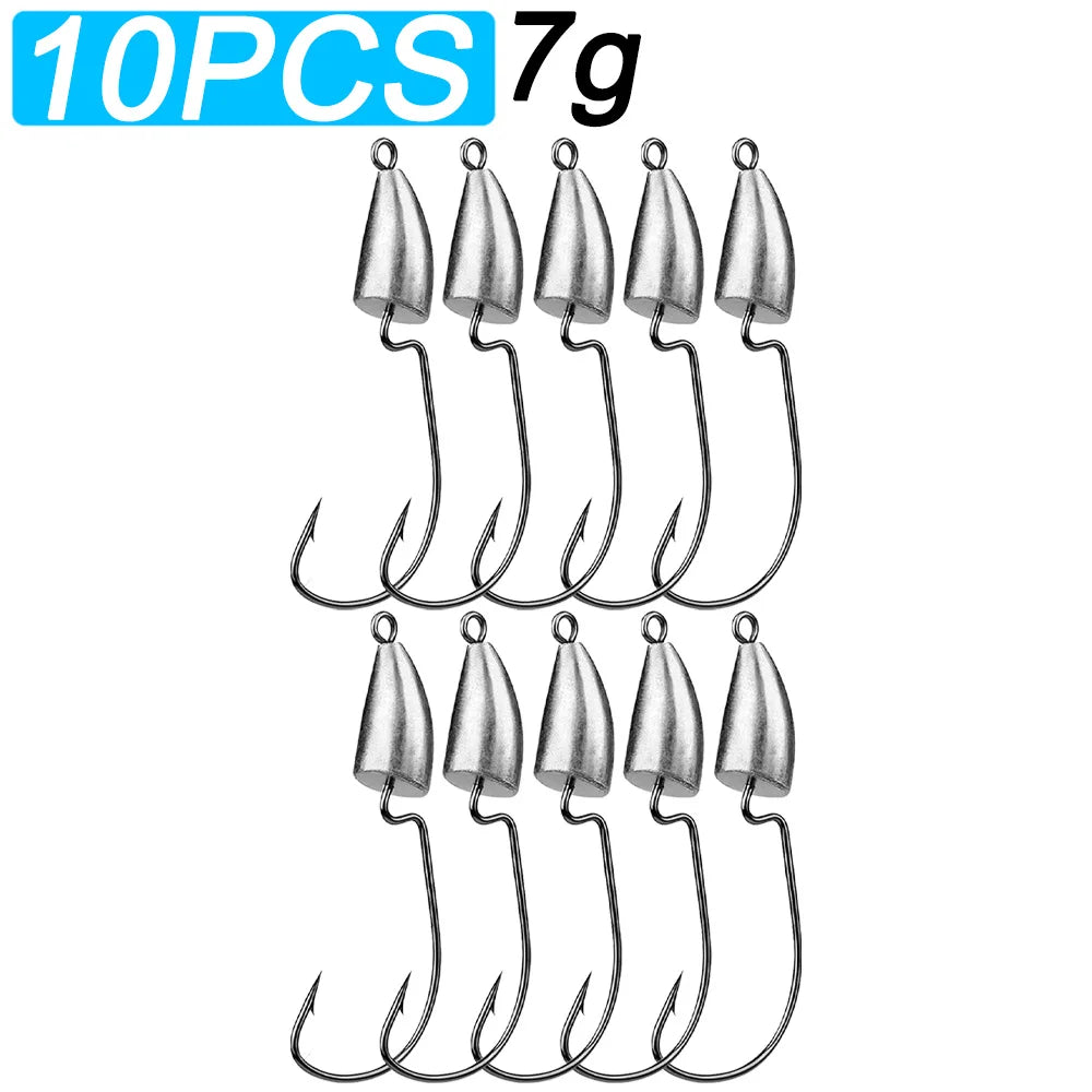 Metal Jig Head 10pcs — 3.5/5/7/10/20g for Soft Lure Texas Rig