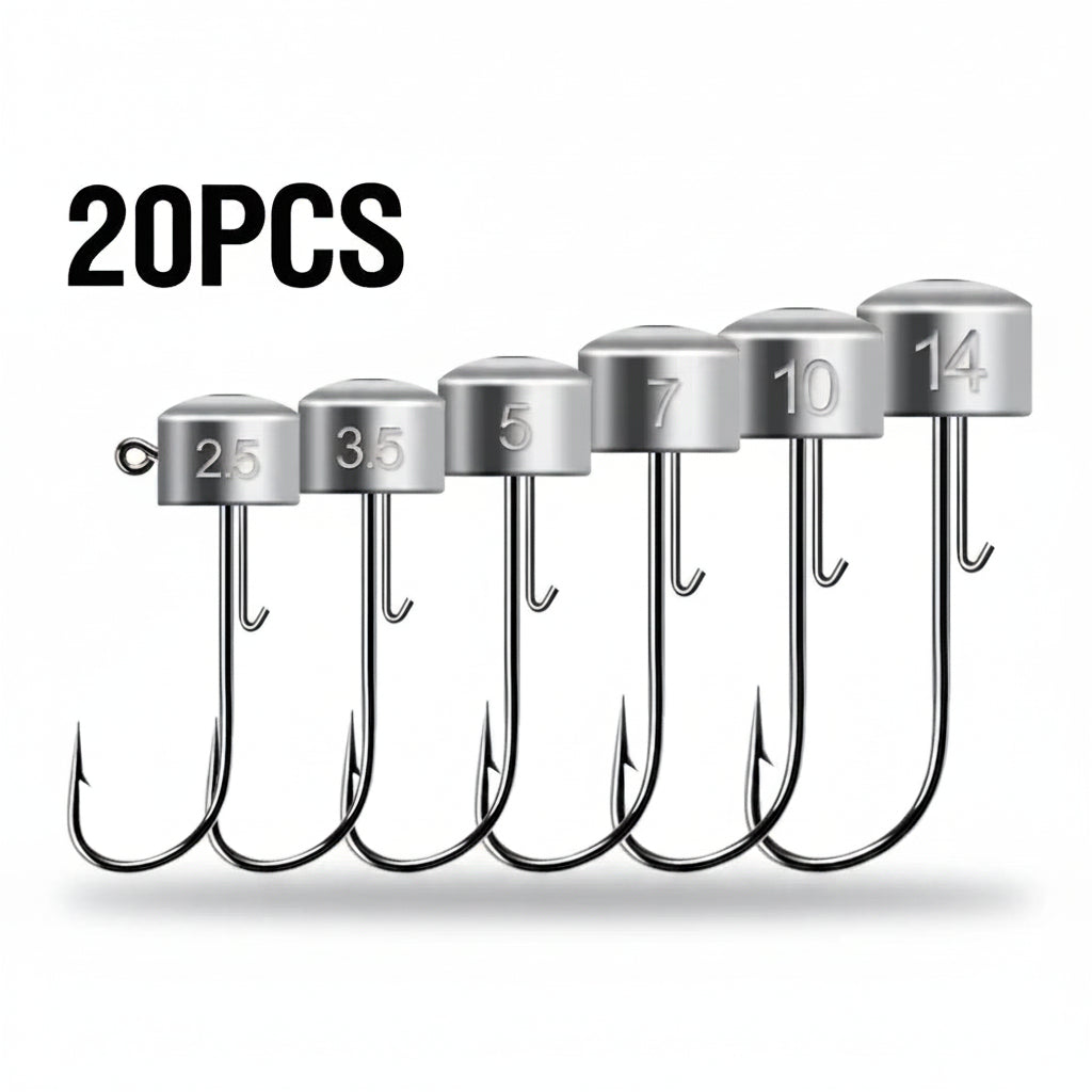 Ned Rig Jig Head 20pcs — 2.5/5/7/14g Mushroom Head for Soft Lures