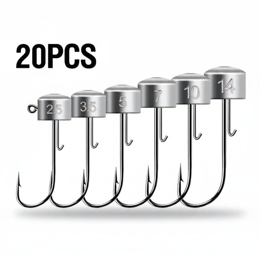 Ned Rig Jig Head 20pcs — 2.5/5/7/14g Mushroom Head for Soft Lures