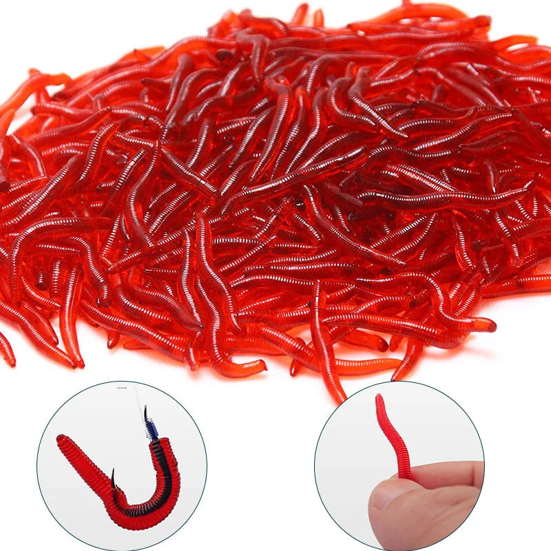 Red Bloodworm Soft Lure 20–100pcs — Bass & Bream Rubber Bait