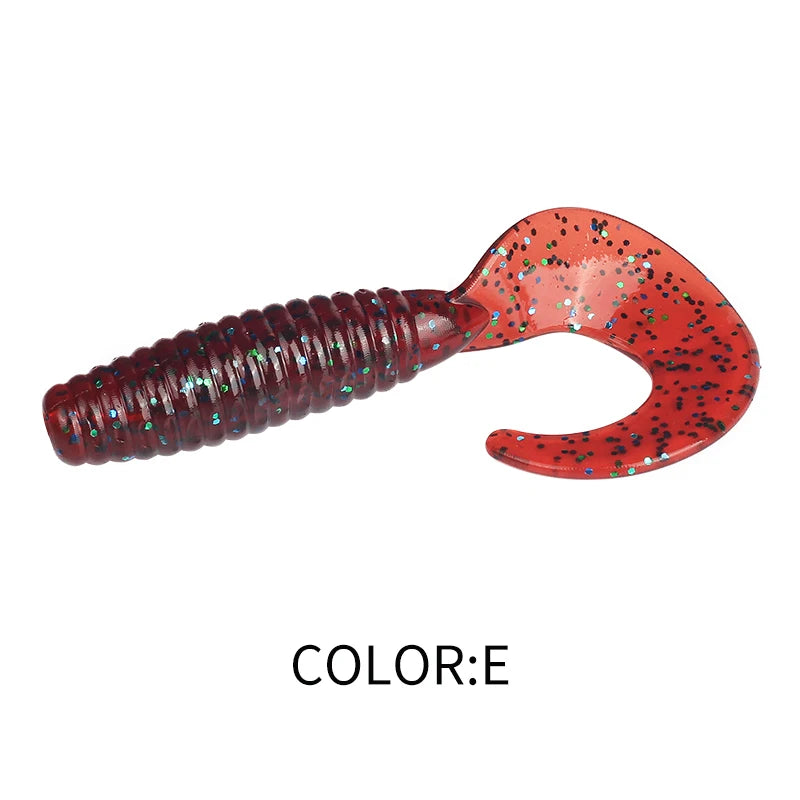 Angry Spin Silicone Worm — 25/35/45mm Grub Lure for Bass & Perch