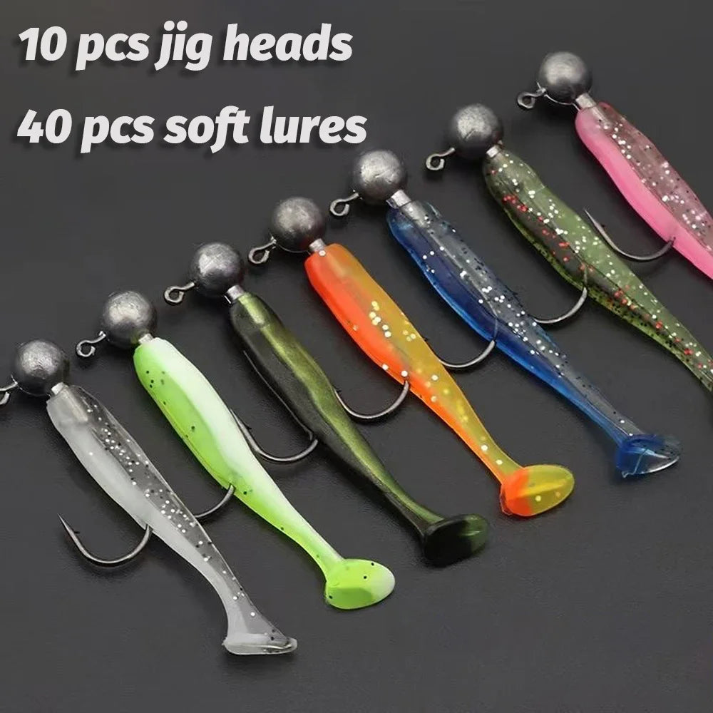 Metal Jig Bait 50pcs — 5.5/7/10cm Soft Lure Jigging Head Box Set
