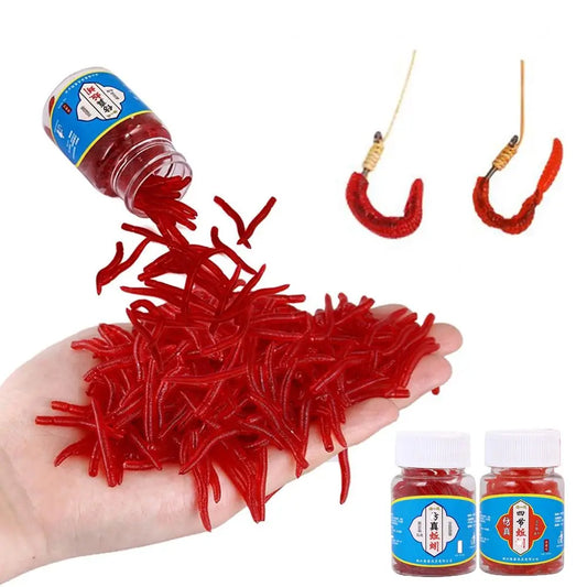 Bloodworm Soft Lure 100pcs — Rubber Earthworm Bait for Bass & Bream