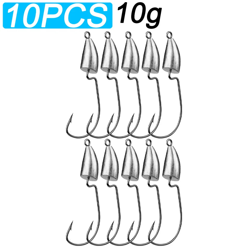 Metal Jig Head 10pcs — 3.5/5/7/10/20g for Soft Lure Texas Rig