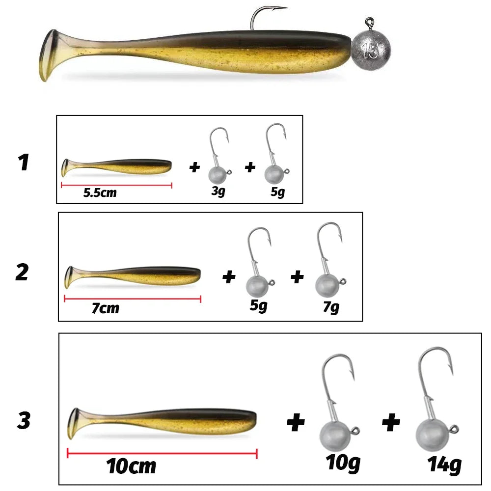 Metal Jig Bait 50pcs — 5.5/7/10cm Soft Lure Jigging Head Box Set