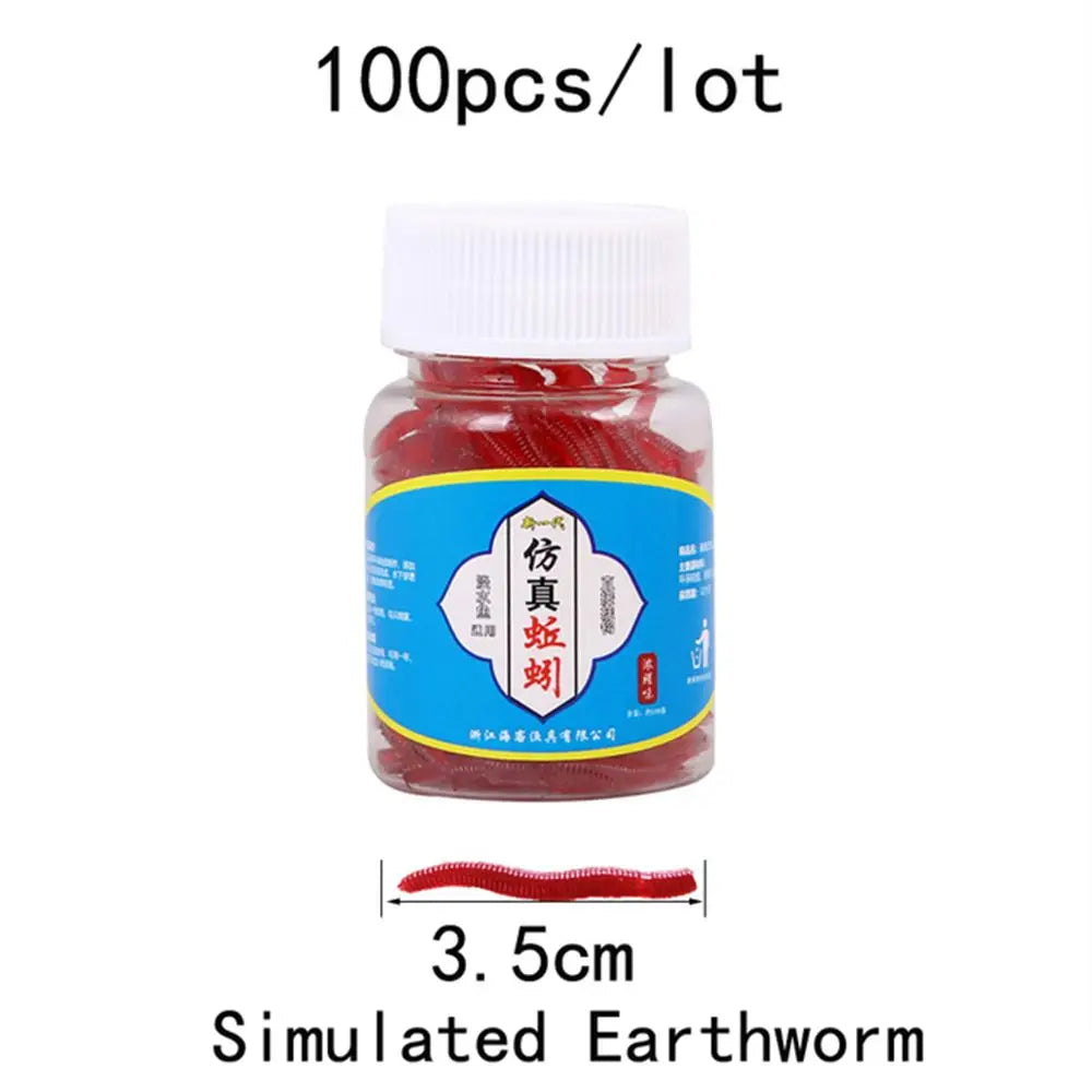 Bloodworm Soft Lure 100pcs — Rubber Earthworm Bait for Bass & Bream