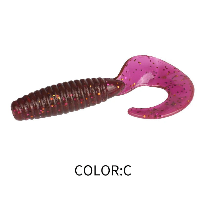 Angry Spin Silicone Worm — 25/35/45mm Grub Lure for Bass & Perch