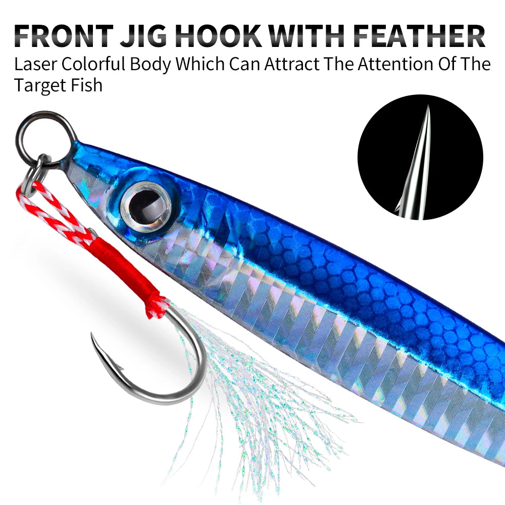 PROBEROS 3D Eye Metal Jig Lure Set 5pcs — 10g to 60g Saltwater & Shore Casting