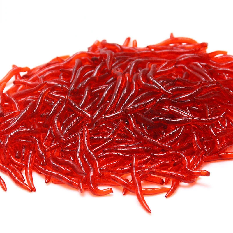 Red Bloodworm Soft Lure 20–100pcs — Bass & Bream Rubber Bait