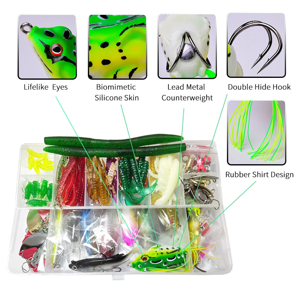 320-Piece Fishing Lure Kit — Hard & Soft Baits, Jigs, Spoons & Tackle Box