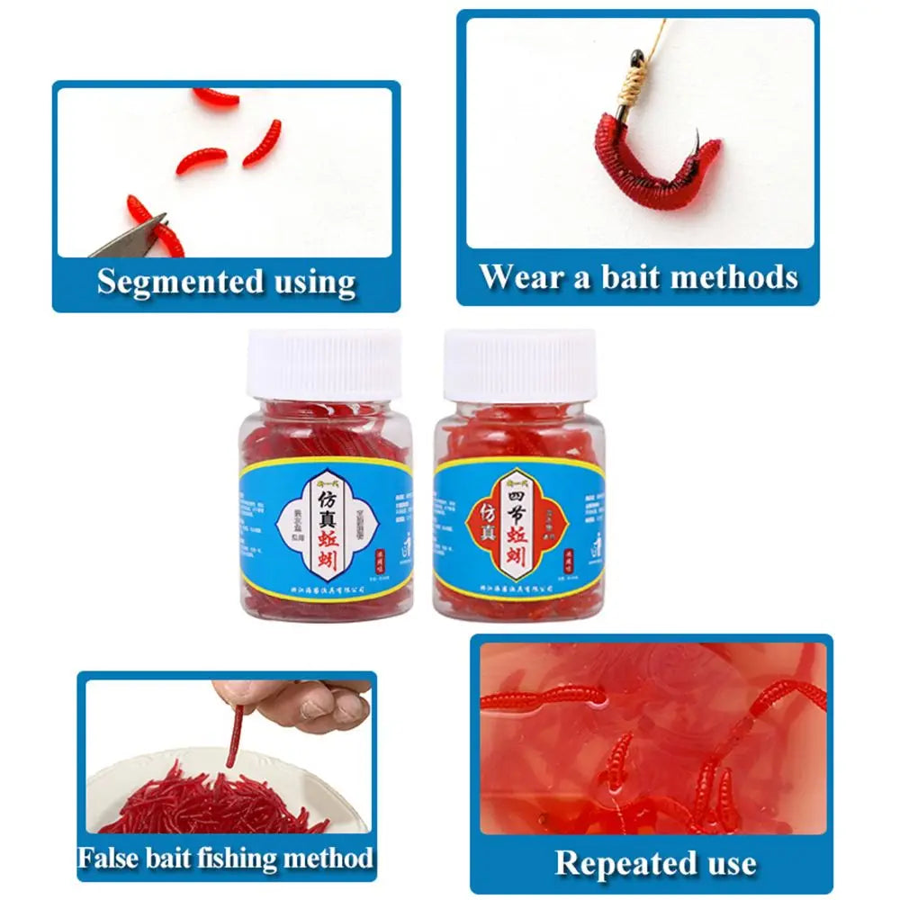 Bloodworm Soft Lure 100pcs — Rubber Earthworm Bait for Bass & Bream