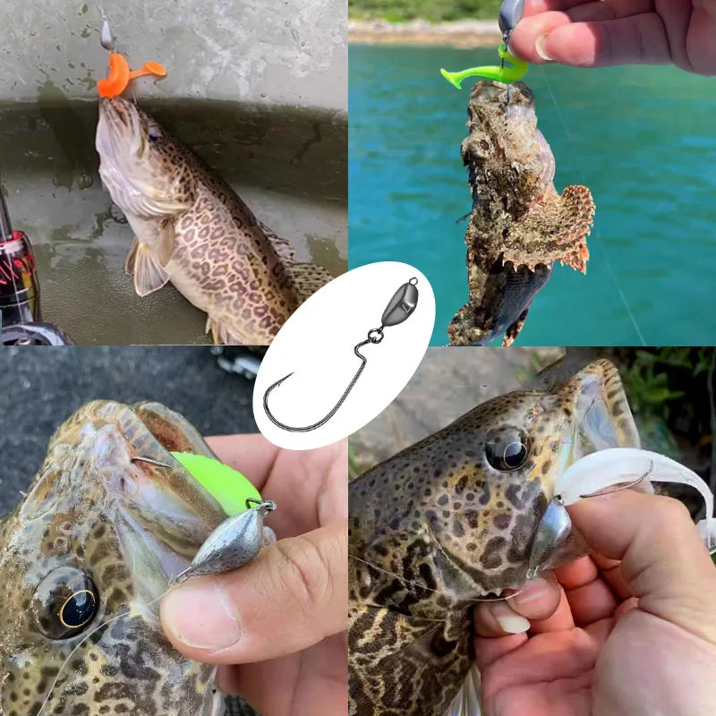 Bullet Jig Head 5pcs — 5/7/10g with Swivel Sinker for Soft Lures