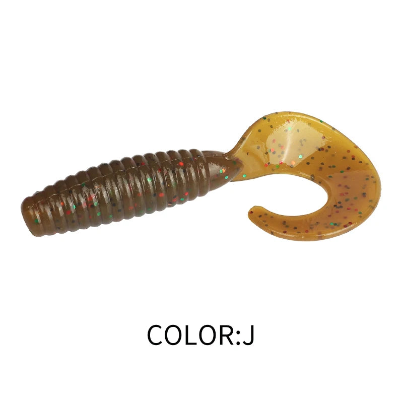 Angry Spin Silicone Worm — 25/35/45mm Grub Lure for Bass & Perch