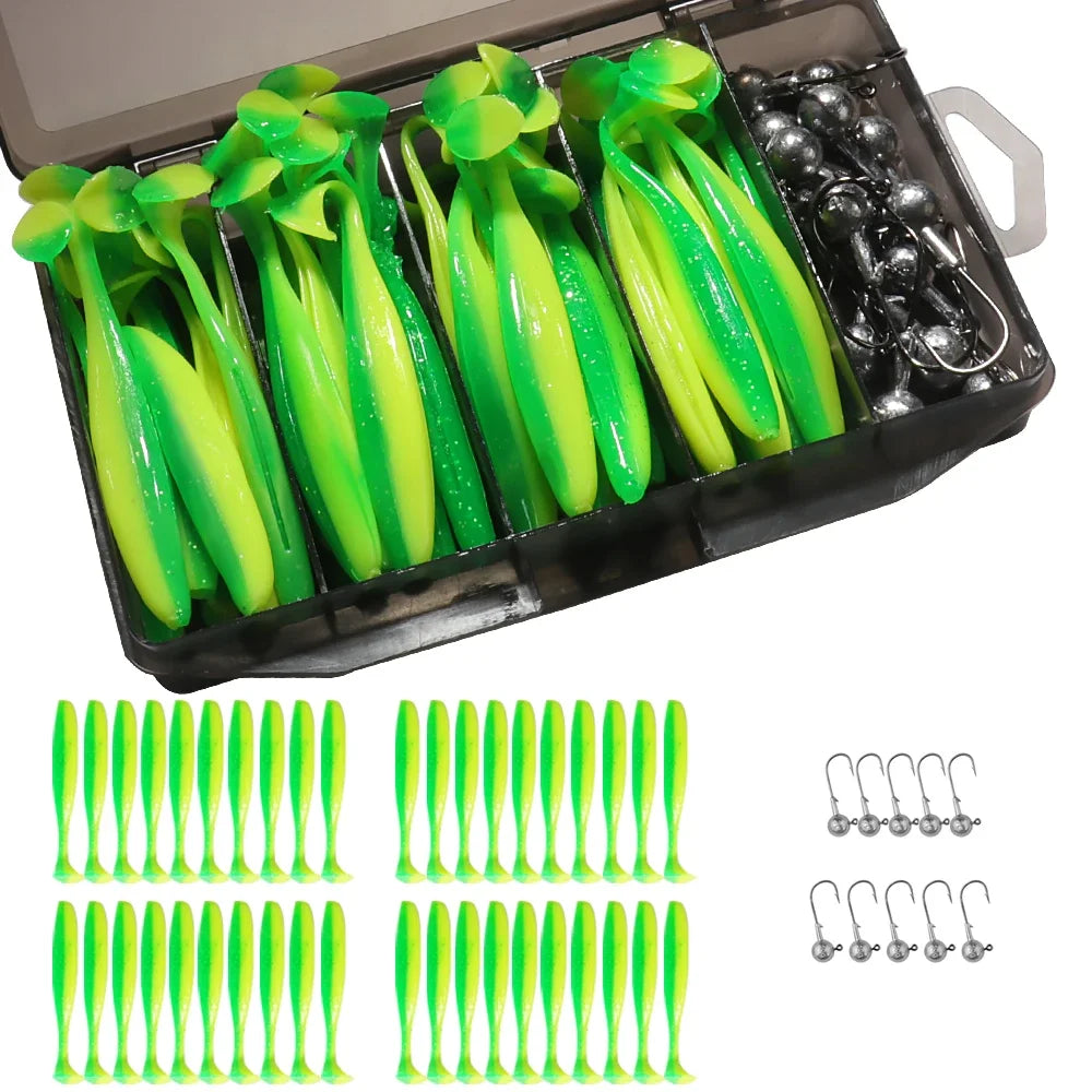 Metal Jig Bait 50pcs — 5.5/7/10cm Soft Lure Jigging Head Box Set