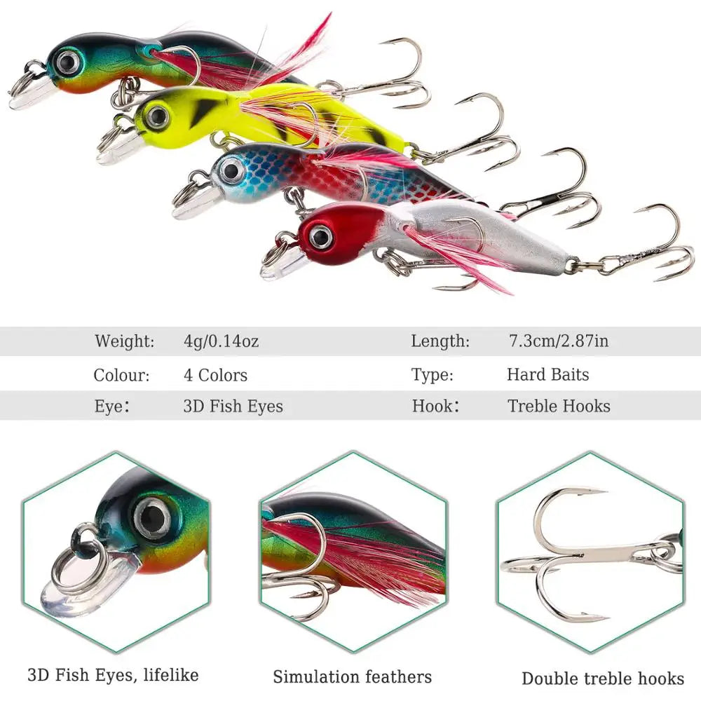Sougayilang Sea & Carp Wobbler Set 4pcs — Hard Bait Fishing Lures