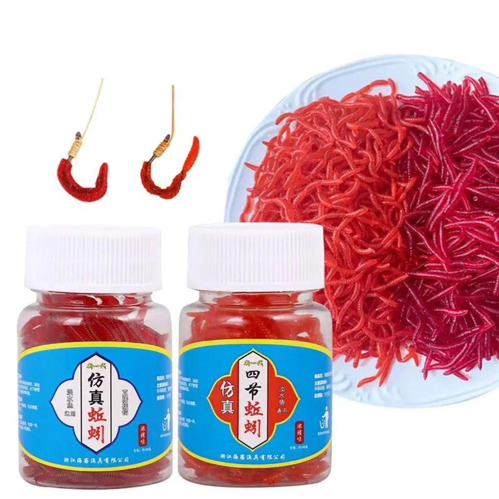 Bloodworm Soft Lure 100pcs — Rubber Earthworm Bait for Bass & Bream