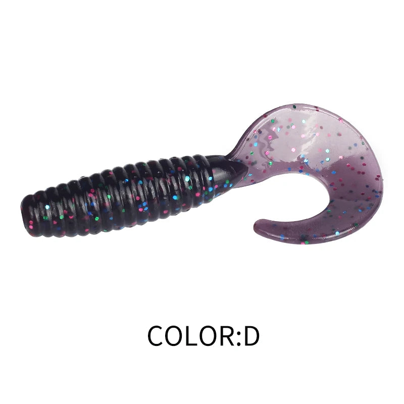 Angry Spin Silicone Worm — 25/35/45mm Grub Lure for Bass & Perch