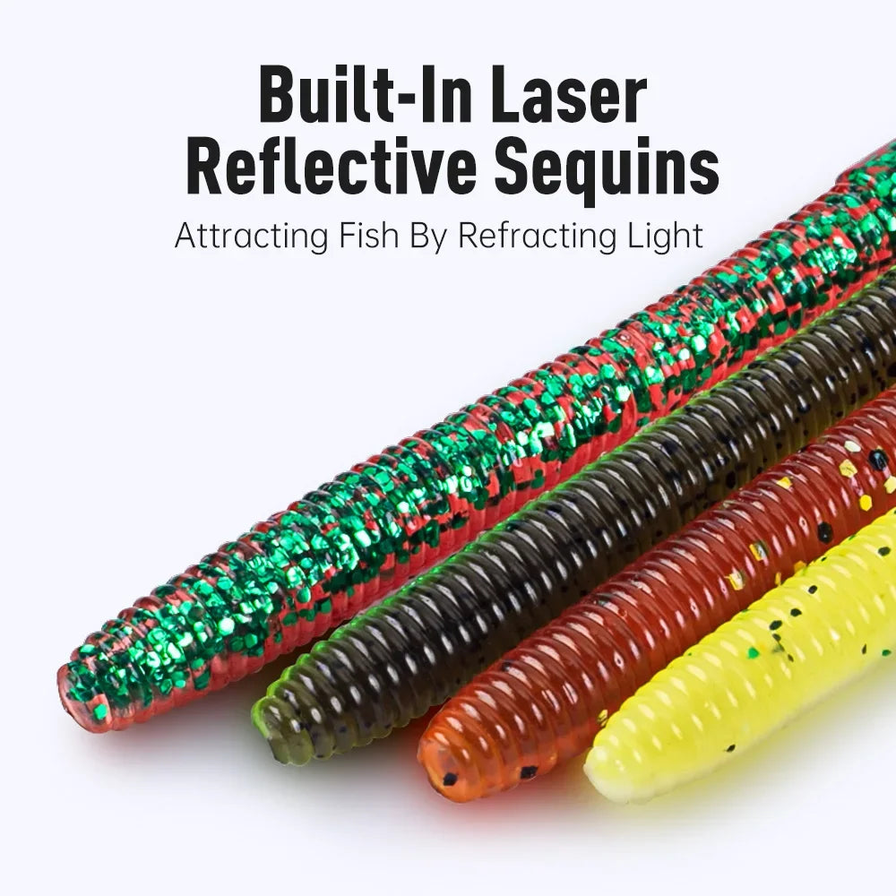 Earthworm Soft Lure 15pcs — 96mm/120mm Flatfish & Bass Bait