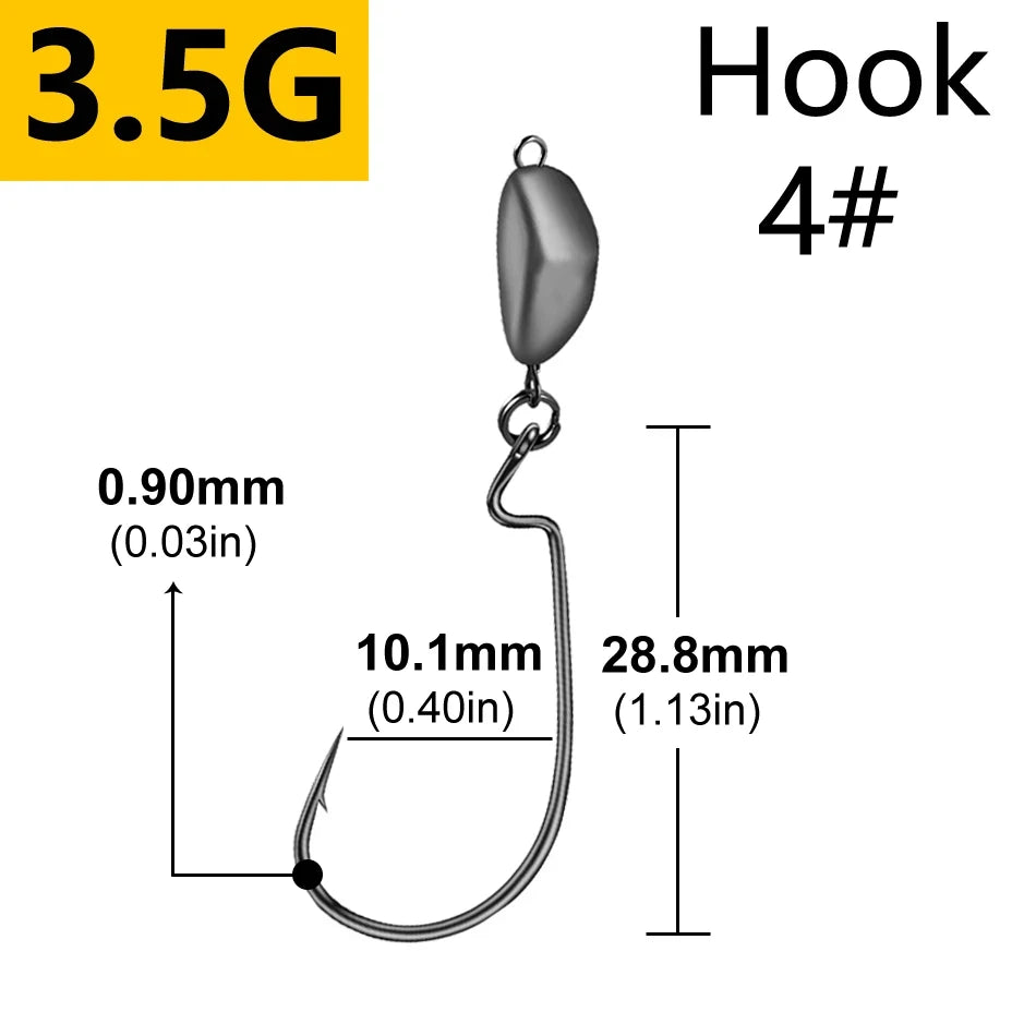 Bullet Jig Head 5pcs — 5/7/10g with Swivel Sinker for Soft Lures